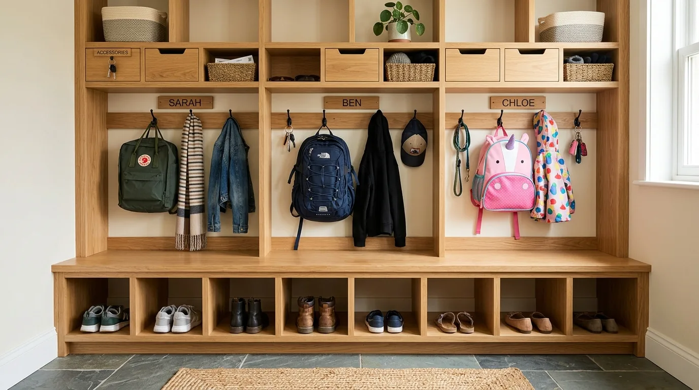 Use durable flooring that handles dirt and moisture well inspiration for a mudroom entryway.